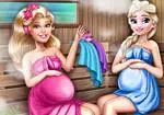 Ellie og Elsa gravide går til badstuen