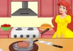 Ariel memasak yang burger