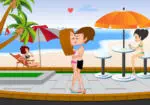 Suudelma rakkaus rannalla