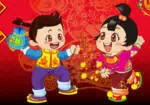 Lyckliga Kinesiska Vår Festivalen Spädbarn
