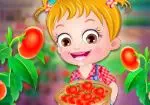 La Bebé Hazel cultiva tomates