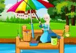 Elsa learns fishing