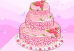 Kek perkahwinan dengan bunga ros