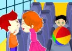Kuss auf dem Bus von Kindern