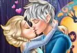 Elsa besando a Jack Frost