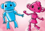 Cute robots in love